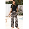 image:imageWIHOLL Two Piece Sets for Women Summer Spring Outfits Travel Cruise Resort Wear 2026 Beach Vacation Palazzo Pants SetBlack Leopard