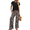 image:imageWIHOLL Two Piece Sets for Women Summer Spring Outfits Travel Cruise Resort Wear 2026 Beach Vacation Palazzo Pants SetBlack Leopard
