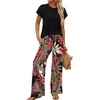 image:imageWIHOLL Two Piece Sets for Women Summer Spring Outfits Travel Cruise Resort Wear 2026 Beach Vacation Palazzo Pants SetBlack Pink