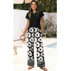 image:imageWIHOLL Two Piece Sets for Women Summer Spring Outfits Travel Cruise Resort Wear 2026 Beach Vacation Palazzo Pants SetBlack White