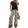 image:imageWIHOLL Two Piece Sets for Women Summer Spring Outfits Travel Cruise Resort Wear 2026 Beach Vacation Palazzo Pants SetBlack White
