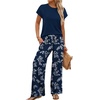 image:imageWIHOLL Two Piece Sets for Women Summer Spring Outfits Travel Cruise Resort Wear 2026 Beach Vacation Palazzo Pants SetBlue Light Blue