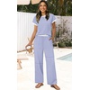 image:imageWIHOLL Two Piece Sets for Women Summer Spring Outfits Travel Cruise Resort Wear 2026 Beach Vacation Palazzo Pants SetBlue White