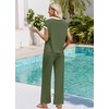 image:imageWIHOLL Two Piece Sets for Women Summer Spring Outfits Travel Cruise Resort Wear 2026 Beach Vacation Palazzo Pants SetGreen