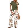 image:imageWIHOLL Two Piece Sets for Women Summer Spring Outfits Travel Cruise Resort Wear 2026 Beach Vacation Palazzo Pants SetGreen Beige Orange