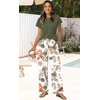 image:imageWIHOLL Two Piece Sets for Women Summer Spring Outfits Travel Cruise Resort Wear 2026 Beach Vacation Palazzo Pants SetGreen Beige Orange