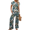 image:imageWIHOLL Two Piece Sets for Women Summer Spring Outfits Travel Cruise Resort Wear 2026 Beach Vacation Palazzo Pants SetGreen Bule White