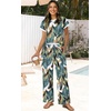 image:imageWIHOLL Two Piece Sets for Women Summer Spring Outfits Travel Cruise Resort Wear 2026 Beach Vacation Palazzo Pants SetGreen Bule White