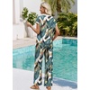 image:imageWIHOLL Two Piece Sets for Women Summer Spring Outfits Travel Cruise Resort Wear 2026 Beach Vacation Palazzo Pants SetGreen Bule White