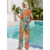 image:imageWIHOLL Two Piece Sets for Women Summer Spring Outfits Travel Cruise Resort Wear 2026 Beach Vacation Palazzo Pants SetGreen Orange