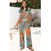 image:imageWIHOLL Two Piece Sets for Women Summer Spring Outfits Travel Cruise Resort Wear 2026 Beach Vacation Palazzo Pants SetGreen Orange