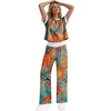 image:imageWIHOLL Two Piece Sets for Women Summer Spring Outfits Travel Cruise Resort Wear 2026 Beach Vacation Palazzo Pants SetGreen Orange