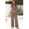 image:imageWIHOLL Two Piece Sets for Women Summer Spring Outfits Travel Cruise Resort Wear 2026 Beach Vacation Palazzo Pants SetKhaki