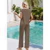 image:imageWIHOLL Two Piece Sets for Women Summer Spring Outfits Travel Cruise Resort Wear 2026 Beach Vacation Palazzo Pants SetKhaki