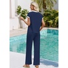 image:imageWIHOLL Two Piece Sets for Women Summer Spring Outfits Travel Cruise Resort Wear 2026 Beach Vacation Palazzo Pants SetNavy Blue