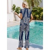 image:imageWIHOLL Two Piece Sets for Women Summer Spring Outfits Travel Cruise Resort Wear 2026 Beach Vacation Palazzo Pants SetNavy Blue Beige