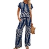 image:imageWIHOLL Two Piece Sets for Women Summer Spring Outfits Travel Cruise Resort Wear 2026 Beach Vacation Palazzo Pants SetNavy Blue Beige