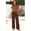 image:imageWIHOLL Two Piece Sets for Women Summer Spring Outfits Travel Cruise Resort Wear 2026 Beach Vacation Palazzo Pants SetOrange Brown