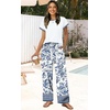 image:imageWIHOLL Two Piece Sets for Women Summer Spring Outfits Travel Cruise Resort Wear 2026 Beach Vacation Palazzo Pants SetWhite Blue