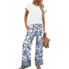 image:imageWIHOLL Two Piece Sets for Women Summer Spring Outfits Travel Cruise Resort Wear 2026 Beach Vacation Palazzo Pants SetWhite Blue