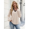 image:imageWIHOLL V Neck Business Casual Tops Fall Blouses Trendy Long Sleeve ShirtsApricot With Black