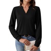 image:imageWIHOLL V Neck Business Casual Tops Fall Blouses Trendy Long Sleeve ShirtsBlack