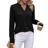 image:imageWIHOLL V Neck Business Casual Tops Fall Blouses Trendy Long Sleeve ShirtsBlack