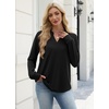 image:imageWIHOLL V Neck Business Casual Tops Fall Blouses Trendy Long Sleeve ShirtsBlack