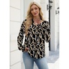 image:imageWIHOLL V Neck Business Casual Tops Fall Blouses Trendy Long Sleeve ShirtsBlack Gold Lines