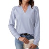 image:imageWIHOLL V Neck Business Casual Tops Fall Blouses Trendy Long Sleeve ShirtsBlue White Stripe