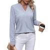 image:imageWIHOLL V Neck Business Casual Tops Fall Blouses Trendy Long Sleeve ShirtsBlue White Stripe