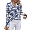 image:imageWIHOLL V Neck Business Casual Tops Fall Blouses Trendy Long Sleeve ShirtsBoho Blue Floral Print