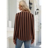 image:imageWIHOLL V Neck Business Casual Tops Fall Blouses Trendy Long Sleeve ShirtsBrown Black Stripe