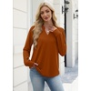 image:imageWIHOLL V Neck Business Casual Tops Fall Blouses Trendy Long Sleeve ShirtsCaramel