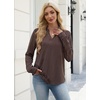 image:imageWIHOLL V Neck Business Casual Tops Fall Blouses Trendy Long Sleeve ShirtsDark Brown Stripe