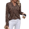 image:imageWIHOLL V Neck Business Casual Tops Fall Blouses Trendy Long Sleeve ShirtsLeopard Print