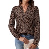 image:imageWIHOLL V Neck Business Casual Tops Fall Blouses Trendy Long Sleeve ShirtsLeopard Print