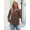 image:imageWIHOLL V Neck Business Casual Tops Fall Blouses Trendy Long Sleeve ShirtsLeopard Print