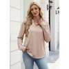 image:imageWIHOLL V Neck Business Casual Tops Fall Blouses Trendy Long Sleeve ShirtsLight Brown Stripe