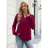 image:imageWIHOLL V Neck Business Casual Tops Fall Blouses Trendy Long Sleeve ShirtsPurple Red