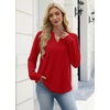image:imageWIHOLL V Neck Business Casual Tops Fall Blouses Trendy Long Sleeve ShirtsRed