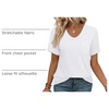 image:imageWIHOLL Women Summer T Shirts Short Sleeve Rounded V Neck Pocket Tee Tops00white