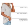 image:imageWIHOLL Women Summer T Shirts Short Sleeve Rounded V Neck Pocket Tee Tops00white Striped