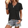 image:imageWIHOLL Women Summer T Shirts Short Sleeve Rounded V Neck Pocket Tee Tops01black Striped