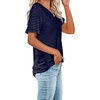 image:imageWIHOLL Women Summer T Shirts Short Sleeve Rounded V Neck Pocket Tee Tops03navy Striped