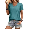 image:imageWIHOLL Women Summer T Shirts Short Sleeve Rounded V Neck Pocket Tee Tops1aqua