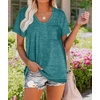image:imageWIHOLL Women Summer T Shirts Short Sleeve Rounded V Neck Pocket Tee Tops1aqua