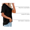 image:imageWIHOLL Women Summer T Shirts Short Sleeve Rounded V Neck Pocket Tee Tops1black