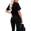 image:imageWIHOLL Women Summer T Shirts Short Sleeve Rounded V Neck Pocket Tee Tops1black