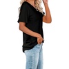 image:imageWIHOLL Women Summer T Shirts Short Sleeve Rounded V Neck Pocket Tee Tops1black